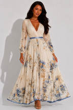 NOVA | Women's Floral Pleated Maxi Dress | Summer Wedding Guest & Occasion Dress