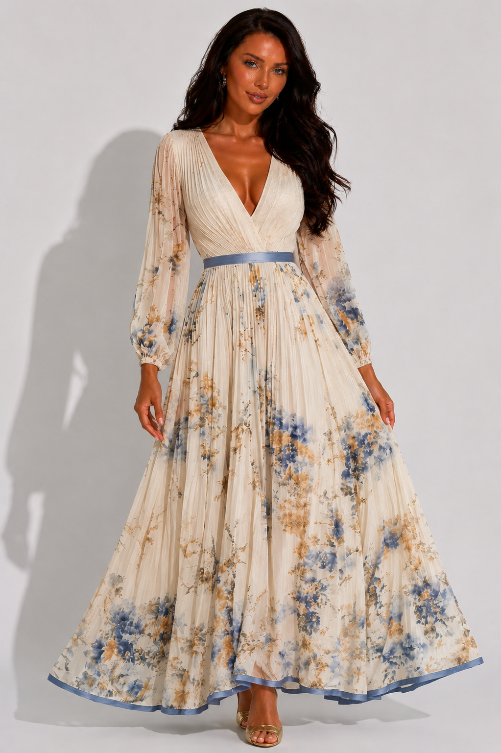 NOVA | Women's Floral Pleated Maxi Dress | Summer Wedding Guest & Occasion Dress