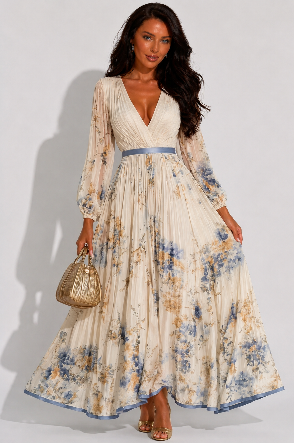 NOVA | Women's Floral Pleated Maxi Dress | Summer Wedding Guest & Occasion Dress