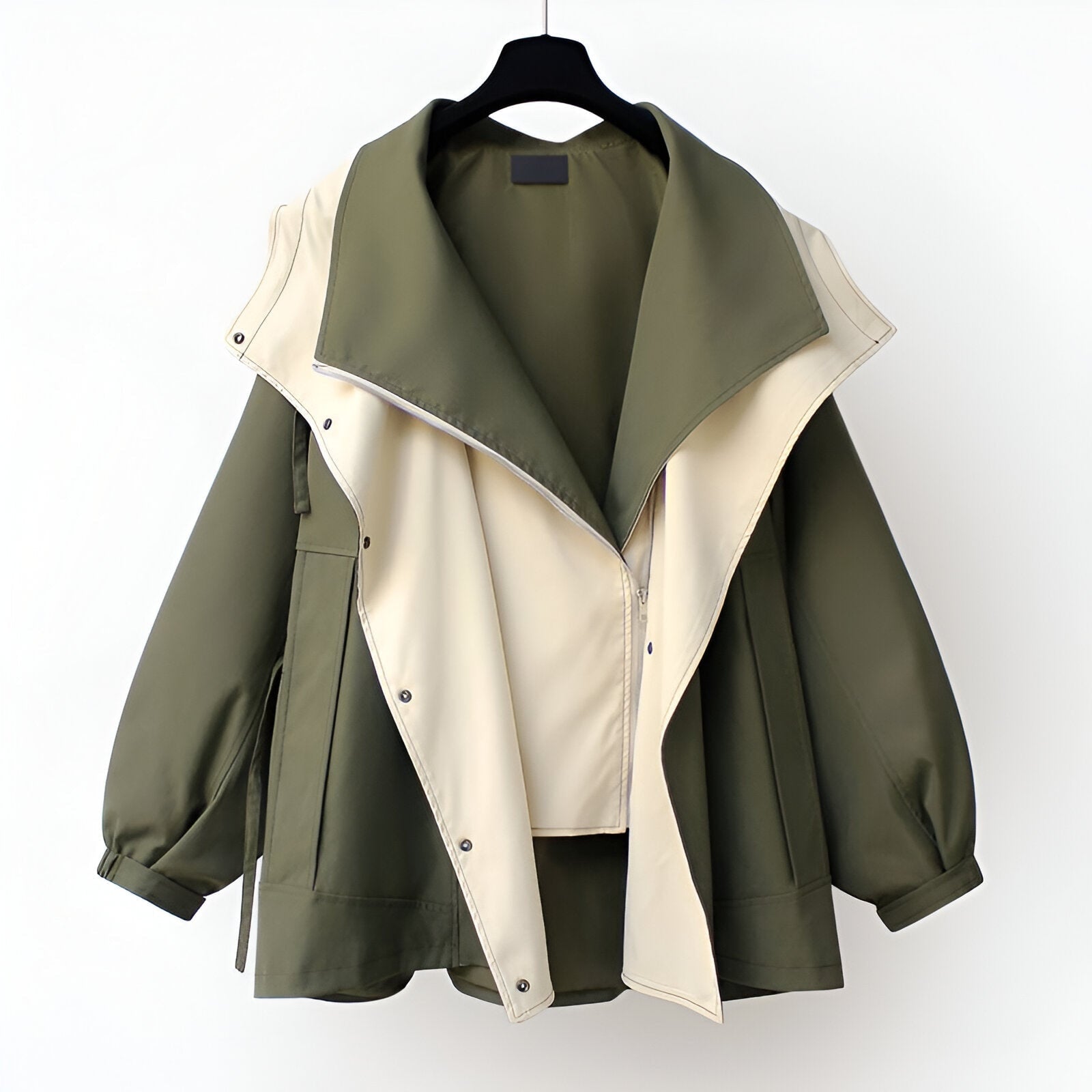 Windbreaker Jacket with Adjustable Cropped Fit and Snap Buttons - Image 1