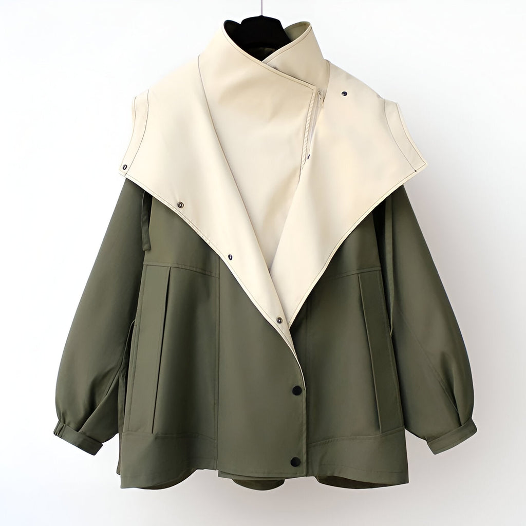 Windbreaker Jacket with Adjustable Cropped Fit and Snap Buttons - Image 2