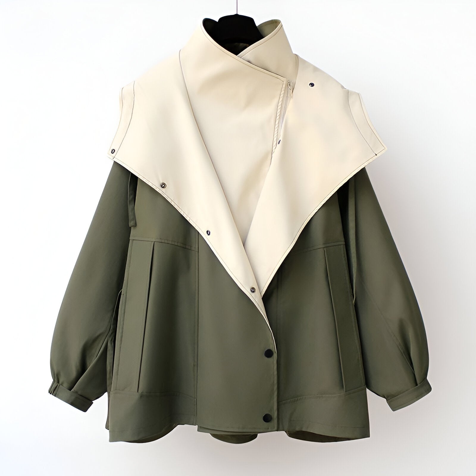 Windbreaker Jacket with Adjustable Cropped Fit and Snap Buttons - Image 2