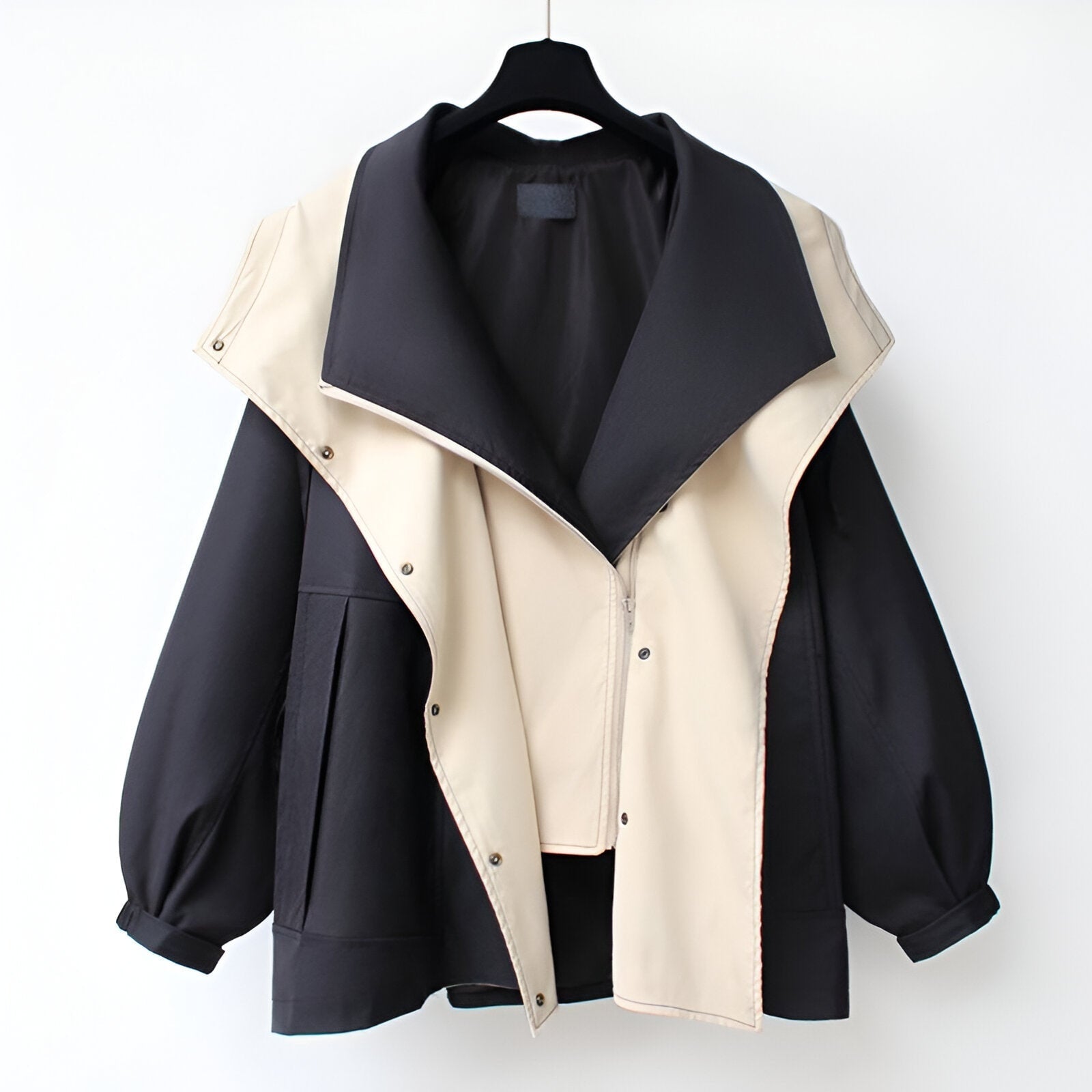 Windbreaker Jacket with Adjustable Cropped Fit and Snap Buttons - Image 3