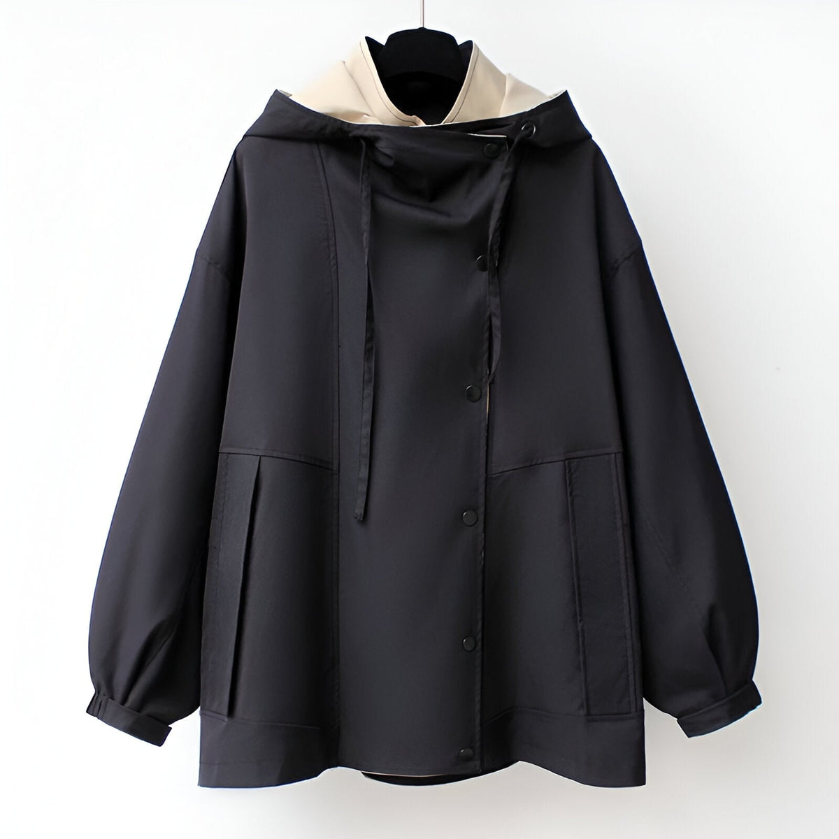 Windbreaker Jacket with Adjustable Cropped Fit and Snap Buttons - Image 4
