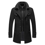 Winter Coat with Double-Layer Knit Collar and Wool Blend - Image 1