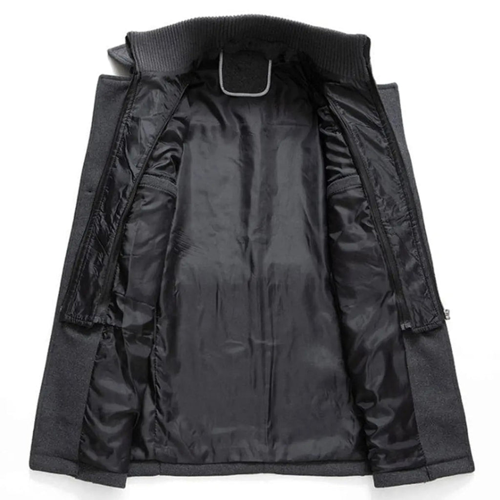 Winter Coat with Double-Layer Knit Collar and Wool Blend - Image 6