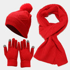 Winter Hat Set with Touchscreen Knitwear and Pom-Pom - Image 7