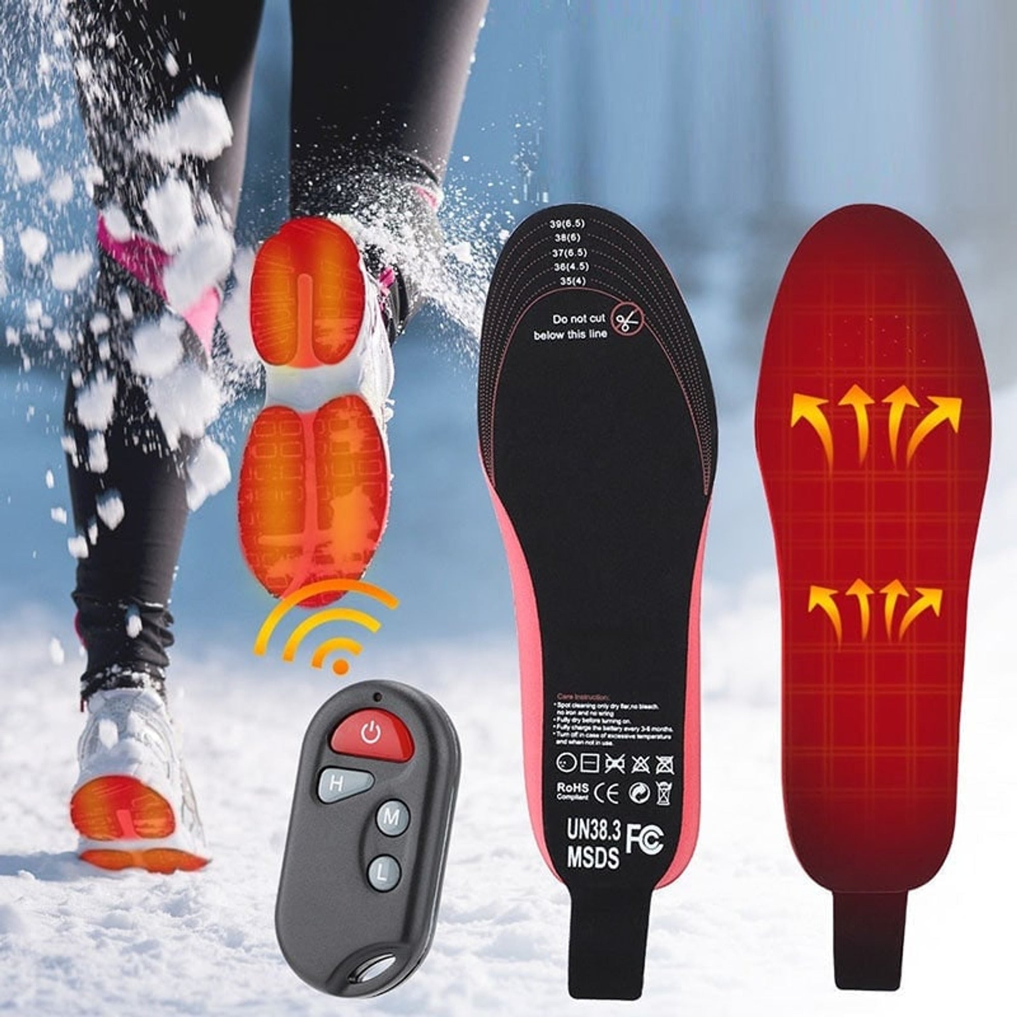 Wireless Heated Shoe Insoles With Remote Control Arch Support And USB Charging With 3 Heat Levels Trim To Fit Sizing - Image 2