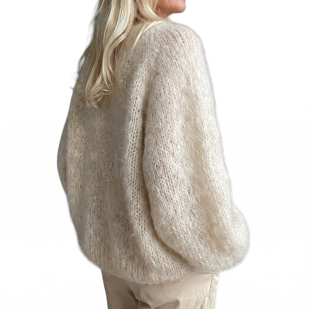 Women's Cardigan Open-Front Loose-Knit Long-Sleeved Fluffy Knit Sweater - angle