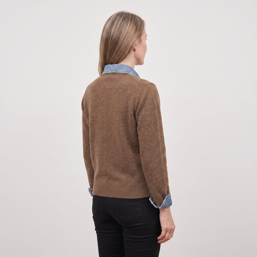 Women's Cardigan Button Up Front Long-Sleeve With Collar - angle