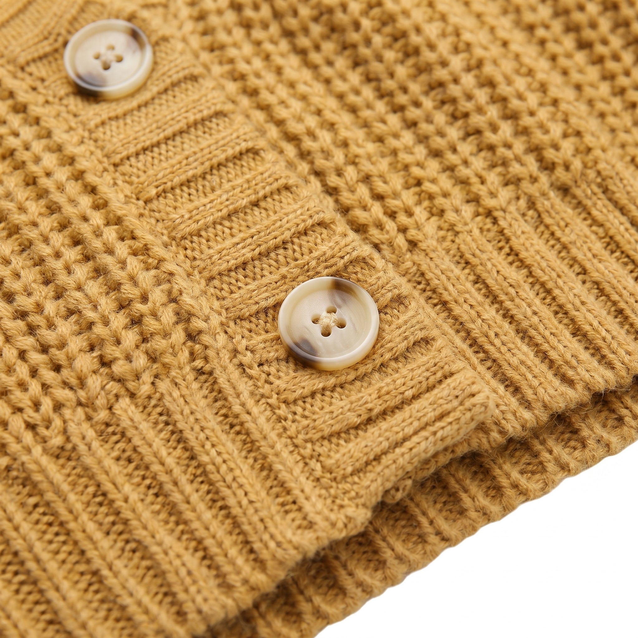 Women's Cardigan Chunky Knit V Neck Button Front Balloon Sleeves - detail