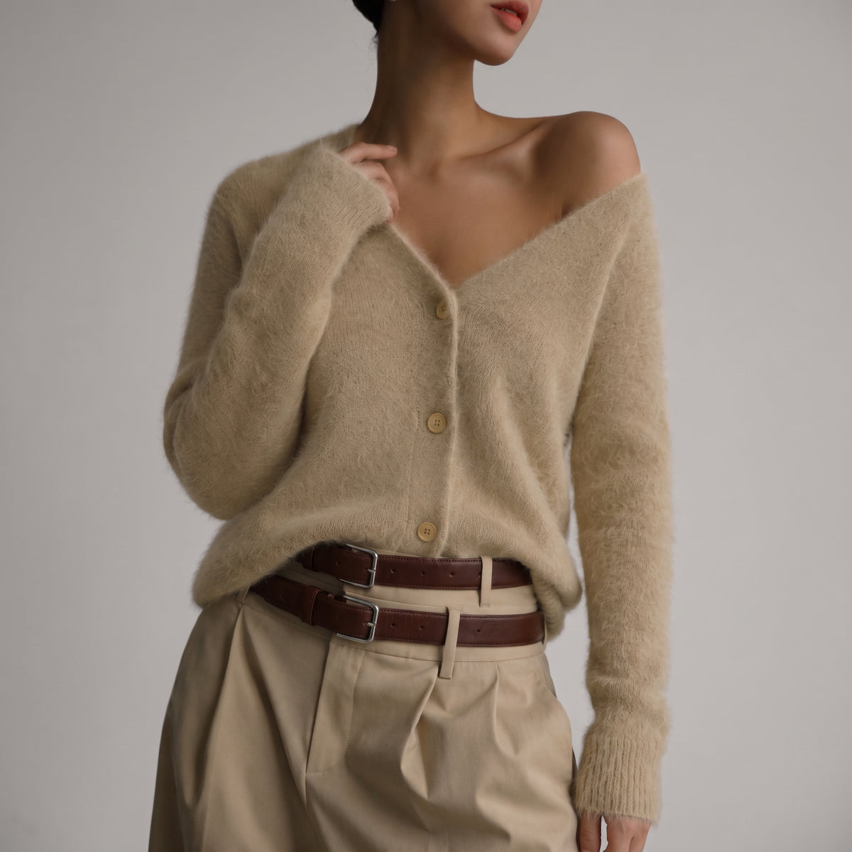 Women's Cardigan Button Up Sweater With V-Neck And Relaxed Fit - hero