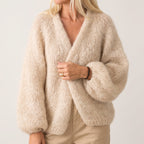 Women's Cardigan Open-Front Loose-Knit Long-Sleeved Fluffy Knit Sweater - hero