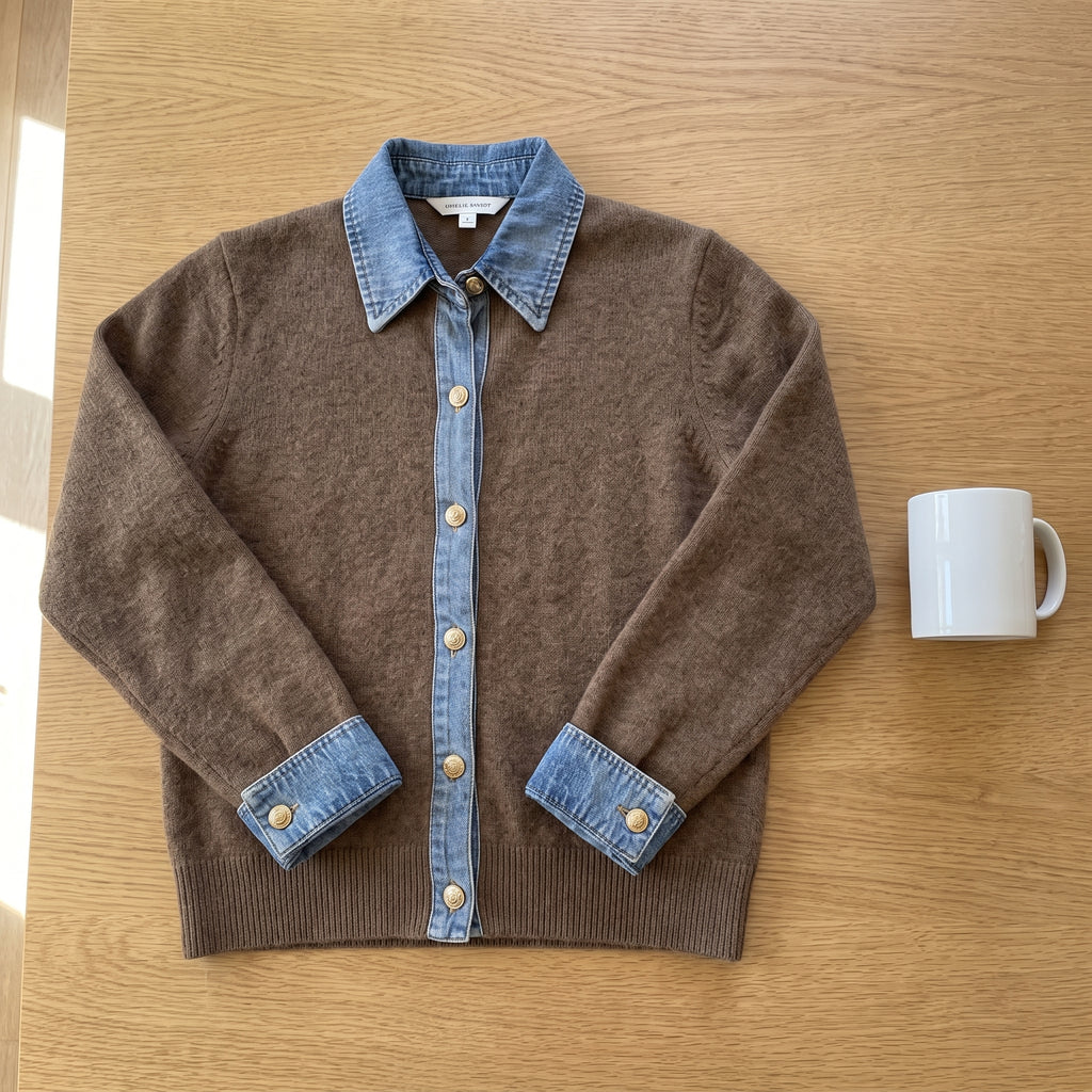 Women's Cardigan Button Up Front Long-Sleeve With Collar - scale