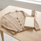 Women's Cardigan Chunky Knit V Neck Button Front Balloon Sleeves - scale