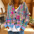 Women's Cardigan Sweater Slim Fit V-Neck Button-Front Floral Embroidered - hero