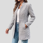 Women's Herringbone Blazer with Flattering Longline Fit and Notch Lapel - hero