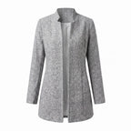 Women's Herringbone Blazer with Flattering Longline Fit and Notch Lapel - studio