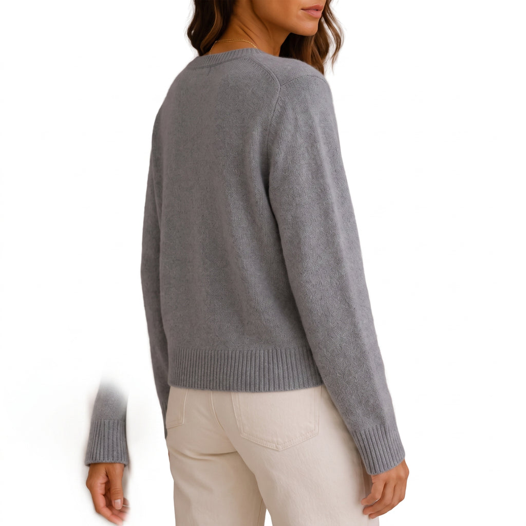 Women's Knit Cardigan Sweater Button-Up Long-Sleeve Round Neck Button Down - angle