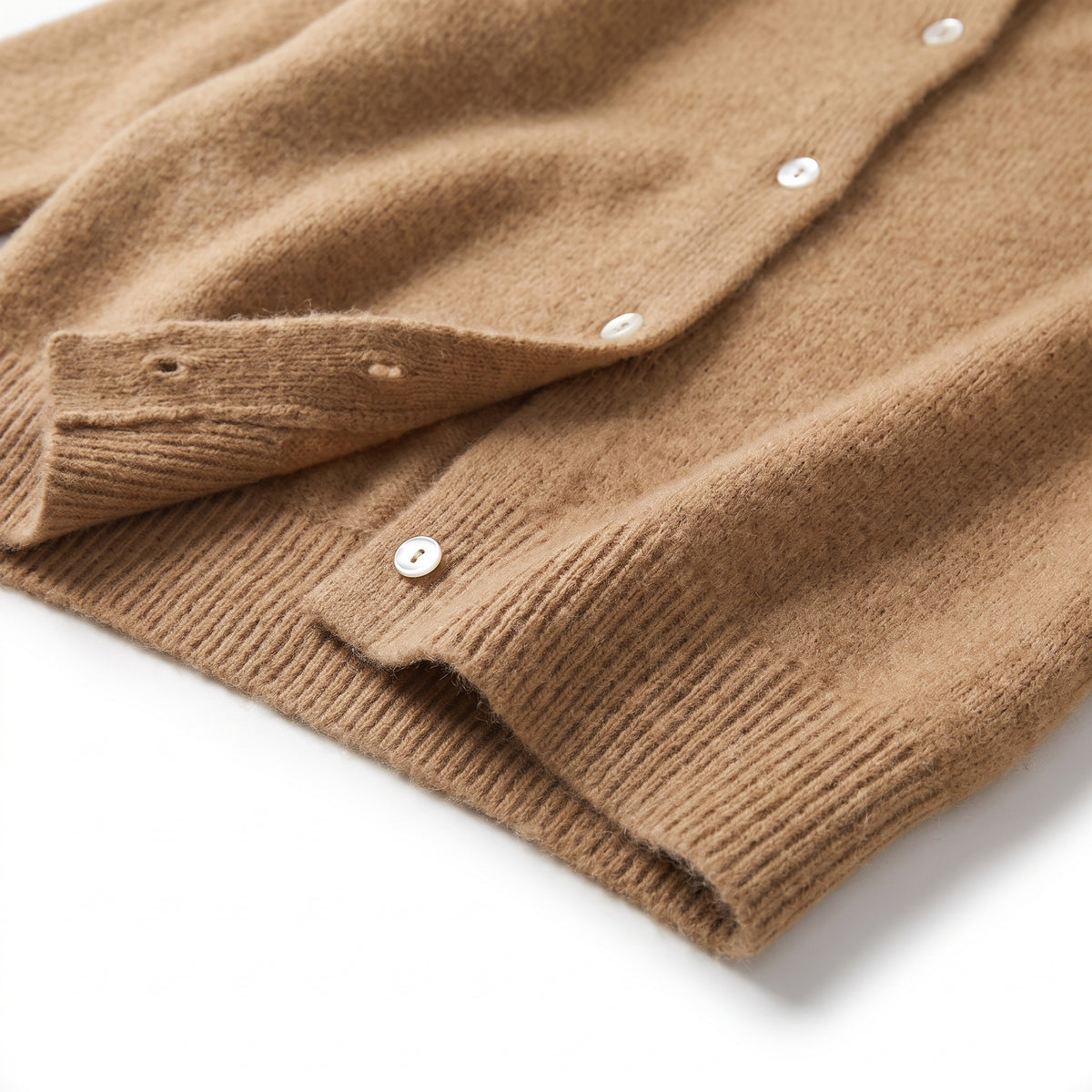 Women's Knit Cardigan Collarless Button-Front Long-Sleeve Button Down - detail