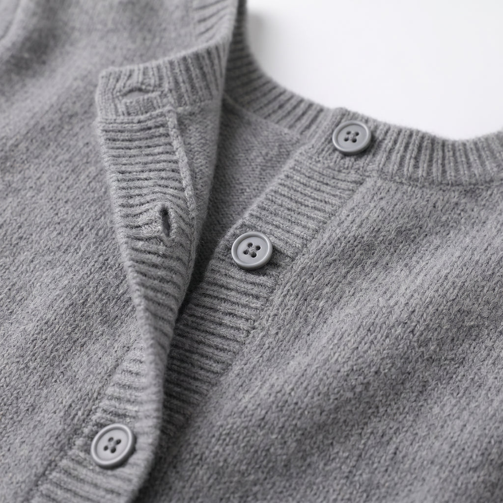 Women's Knit Cardigan Sweater Button-Up Long-Sleeve Round Neck Button Down - detail