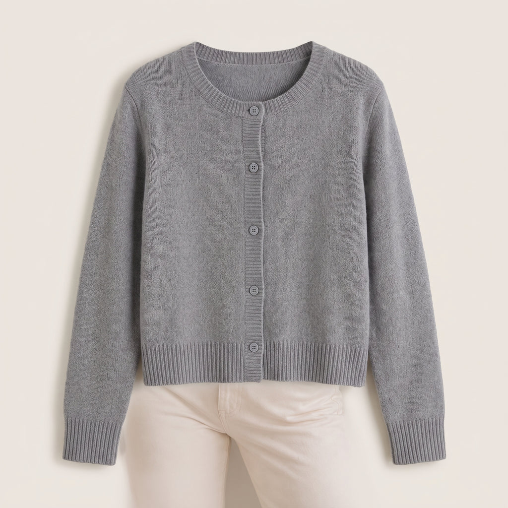 Women's Knit Cardigan Sweater Button-Up Long-Sleeve Round Neck Button Down - hero