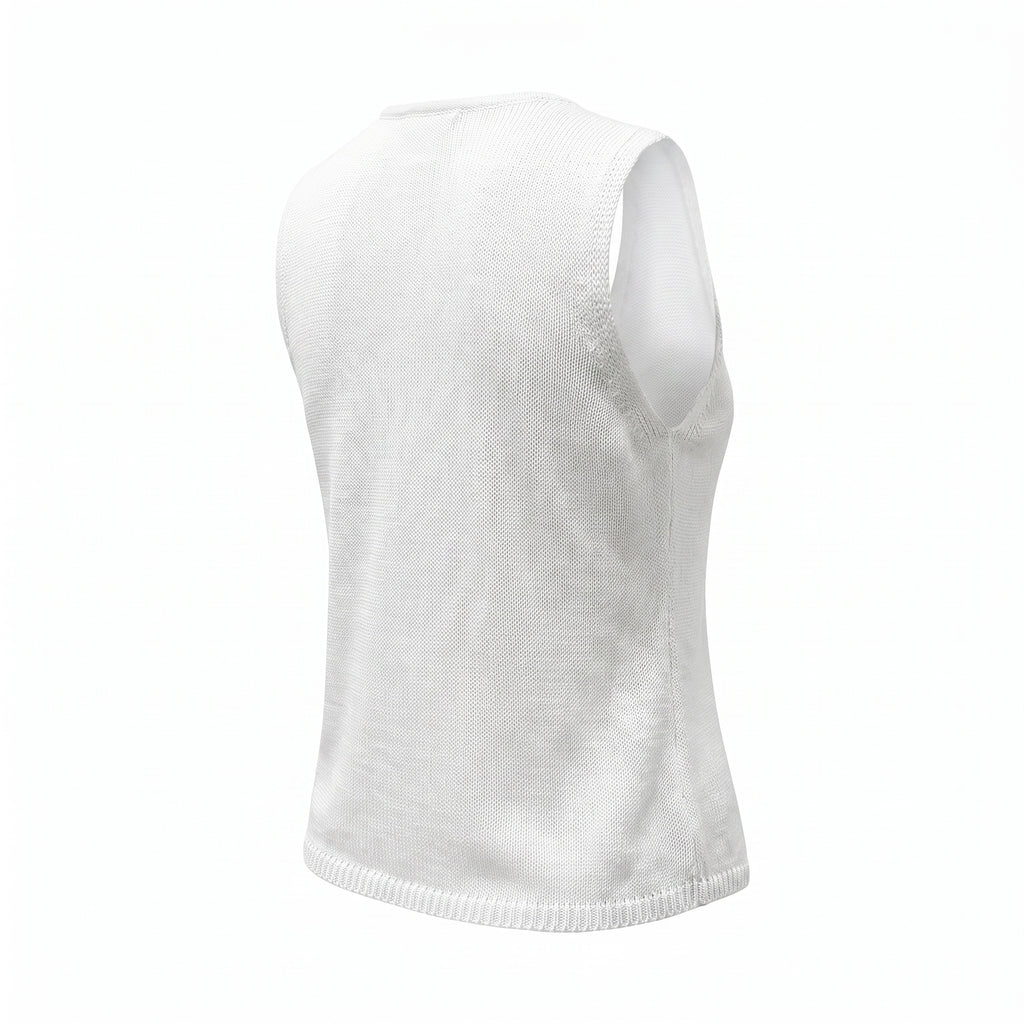 Women's Knit Vest Top With V-Neck And Closure For Fabric - angle