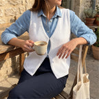 Women's Knit Vest Top With V-Neck And Closure For Fabric - in-use