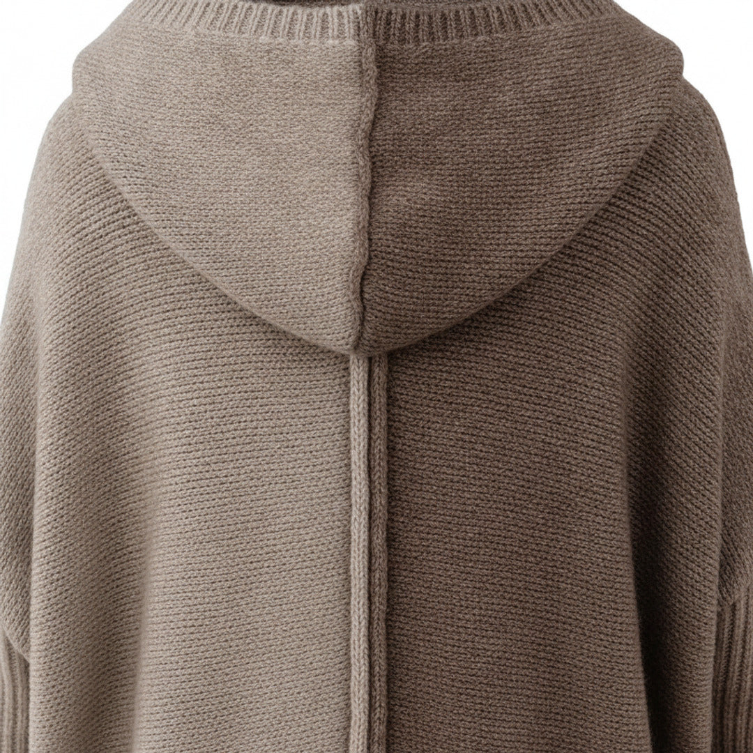 Women's Cardigan Hooded Knit Longline With Relaxed Silhouette - detail