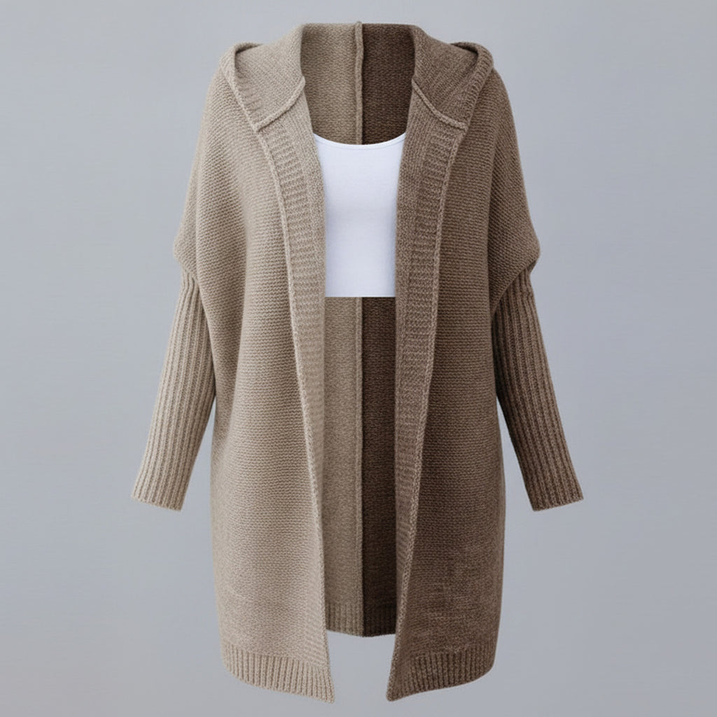 Women's Cardigan Hooded Knit Longline With Relaxed Silhouette - hero