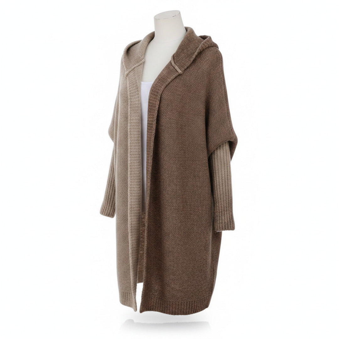 Women's Cardigan Hooded Knit Longline With Relaxed Silhouette - studio