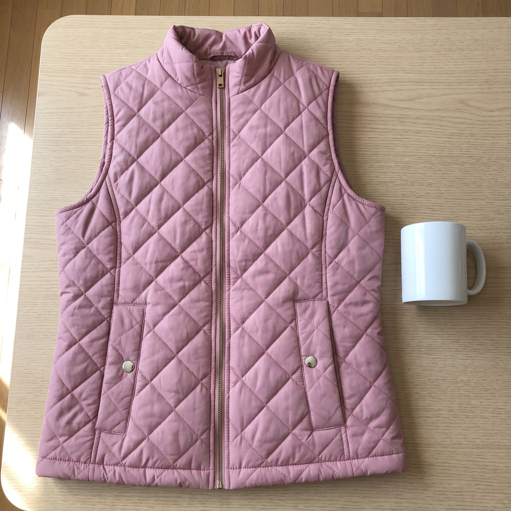 Women's Quilted Vest Zip Up With Stand Collar And Pockets - scale