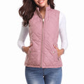 Women's Quilted Vest Zip Up With Stand Collar And Pockets - studio