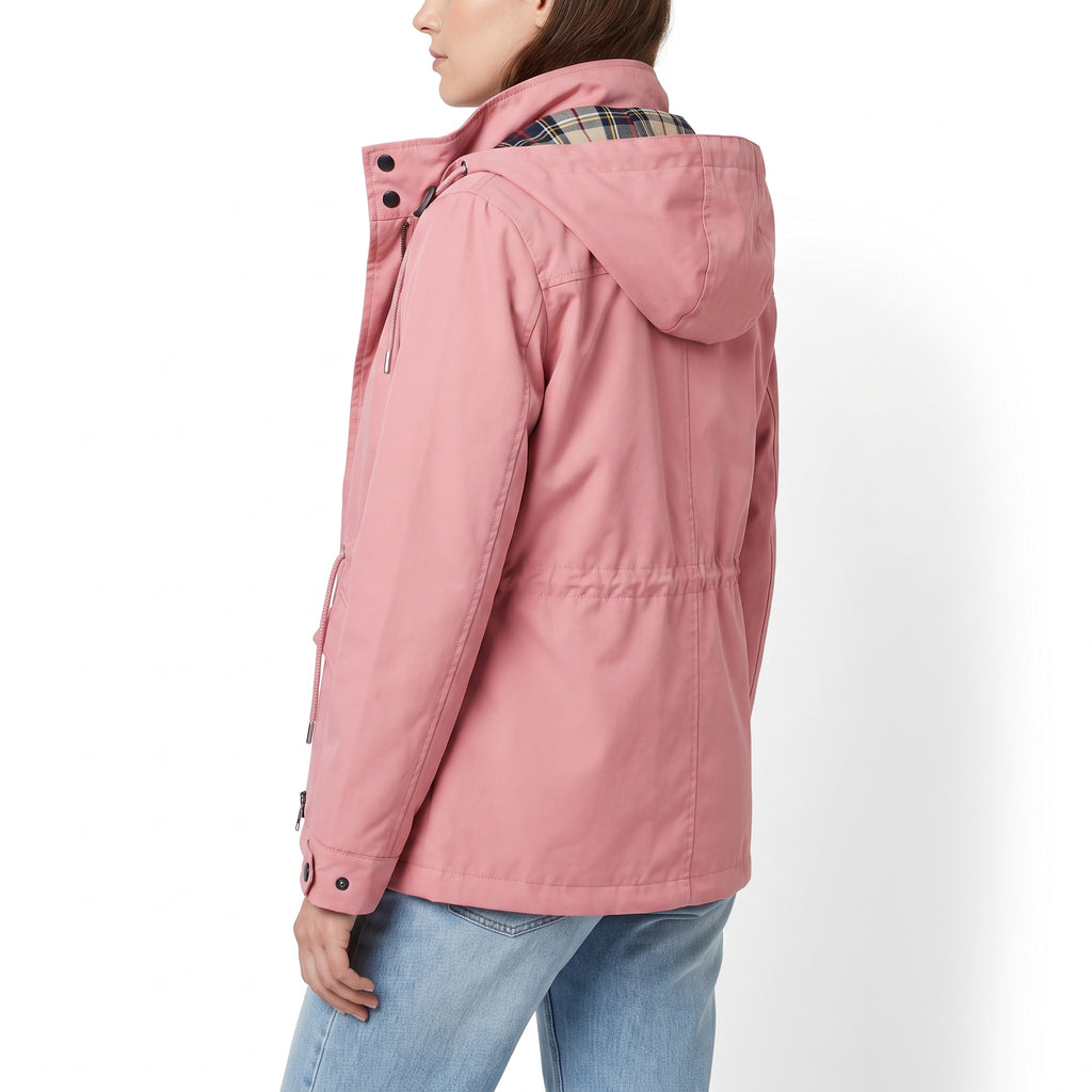 Women's Rain Jacket Adjustable Mid-Length Parka Button-Front - angle