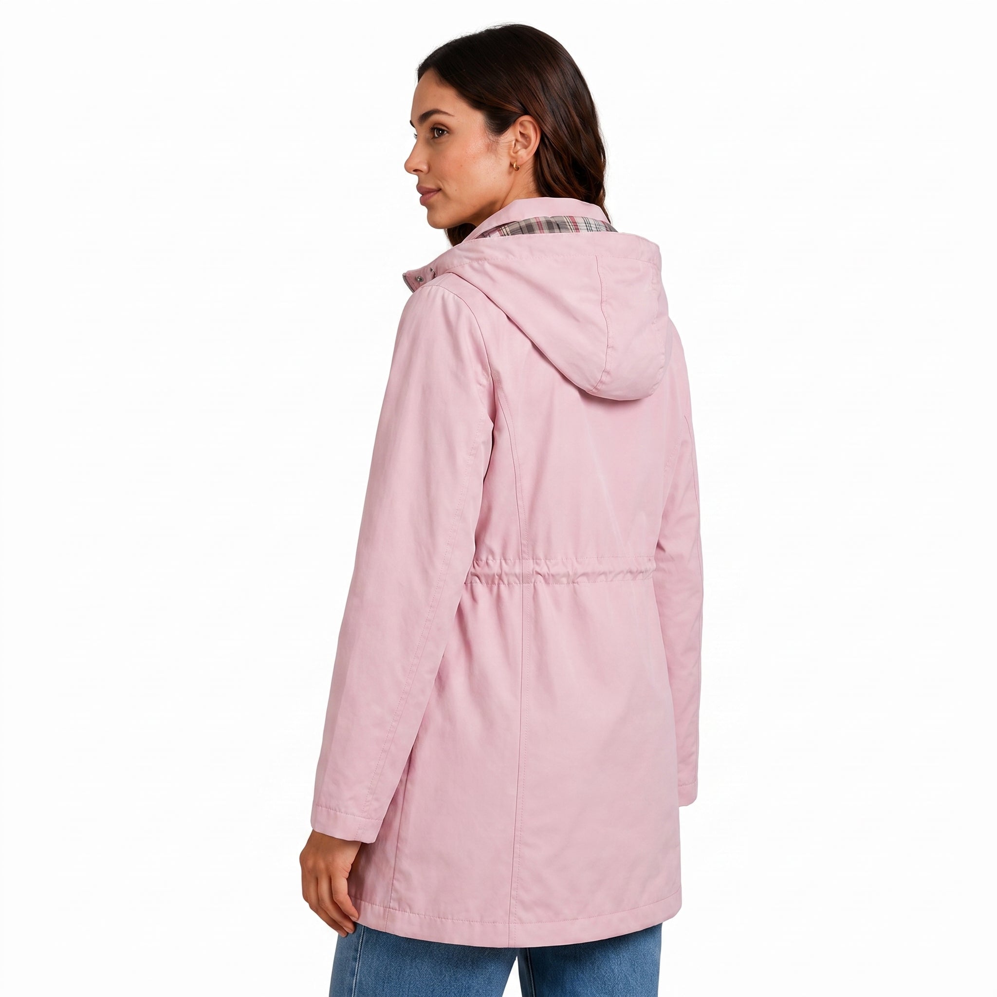 Women's Rain Jacket Adjustable Longline Parka Button-Front - angle