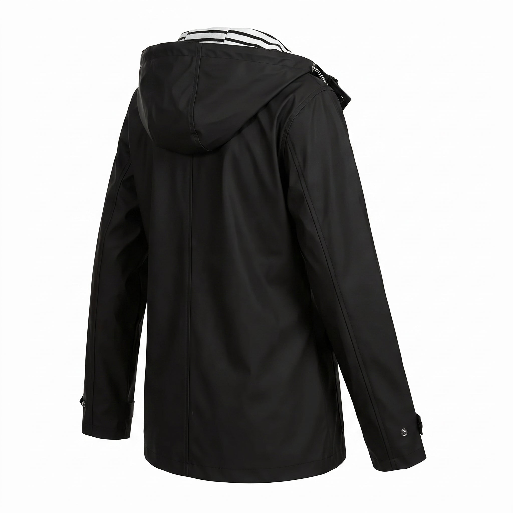 Women's Rain Jacket Relaxed Hooded Raincoat Button-Front - angle