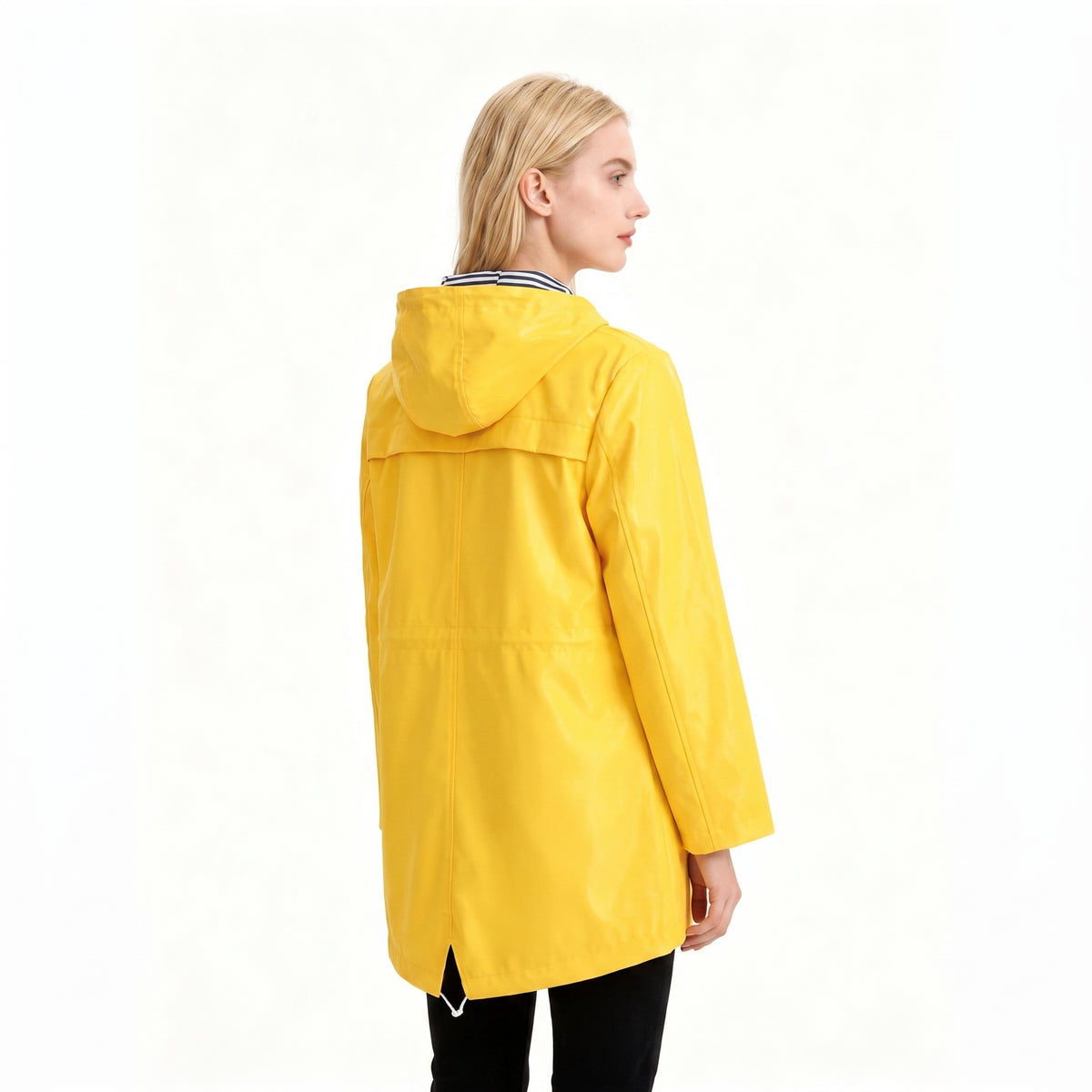 Women's Rain Jacket Adjustable Hooded Raincoat Drawstring - angle