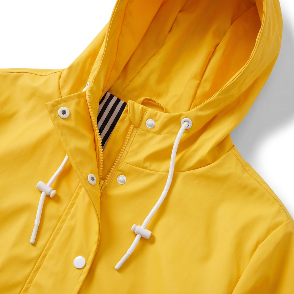 Women's Rain Jacket Adjustable Hooded Raincoat Drawstring - detail