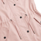 Women's Rain Jacket Adjustable Longline Parka Button-Front - detail