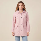 Women's Rain Jacket Adjustable Mid-Length Parka Button-Front - hero