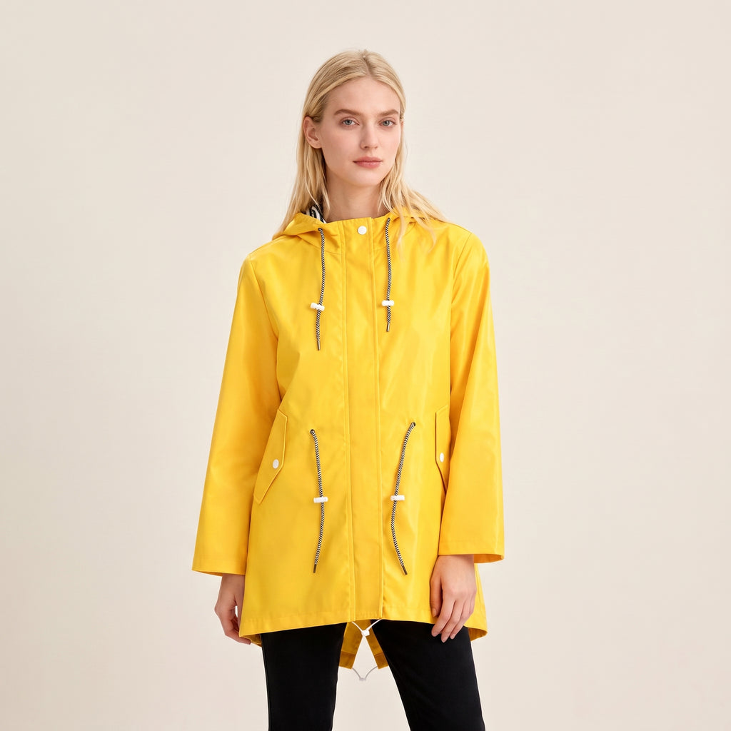 Women's Rain Jacket Adjustable Hooded Raincoat Drawstring - hero
