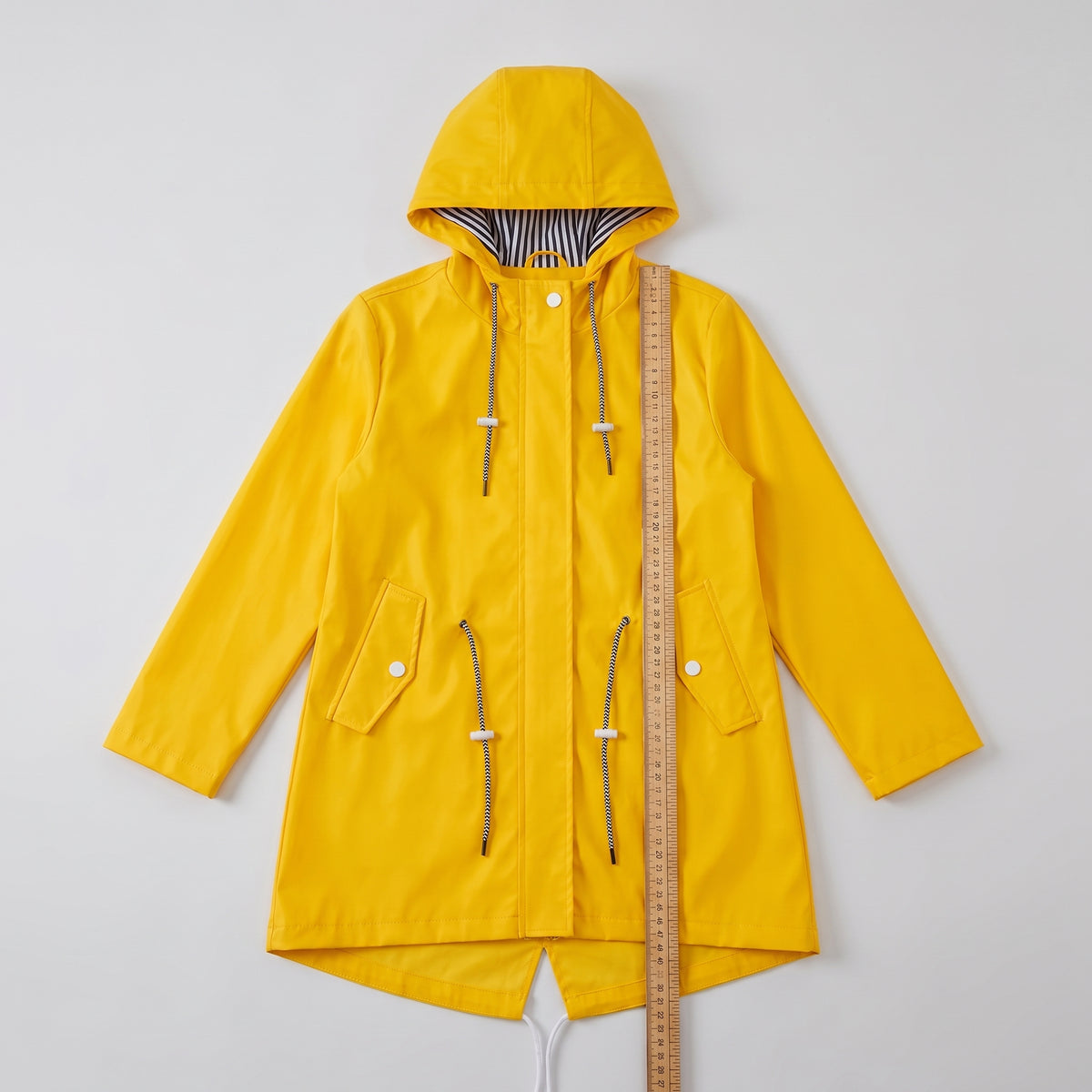 Women's Rain Jacket Adjustable Hooded Raincoat Drawstring - scale