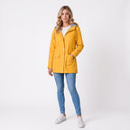 Women's Rain Jacket Waterproof Hip-Length Coat Button-Front - studio