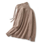 Women's Slouchy Sweater with Relaxed Knit Pullover and Drawstring Neckline - angle