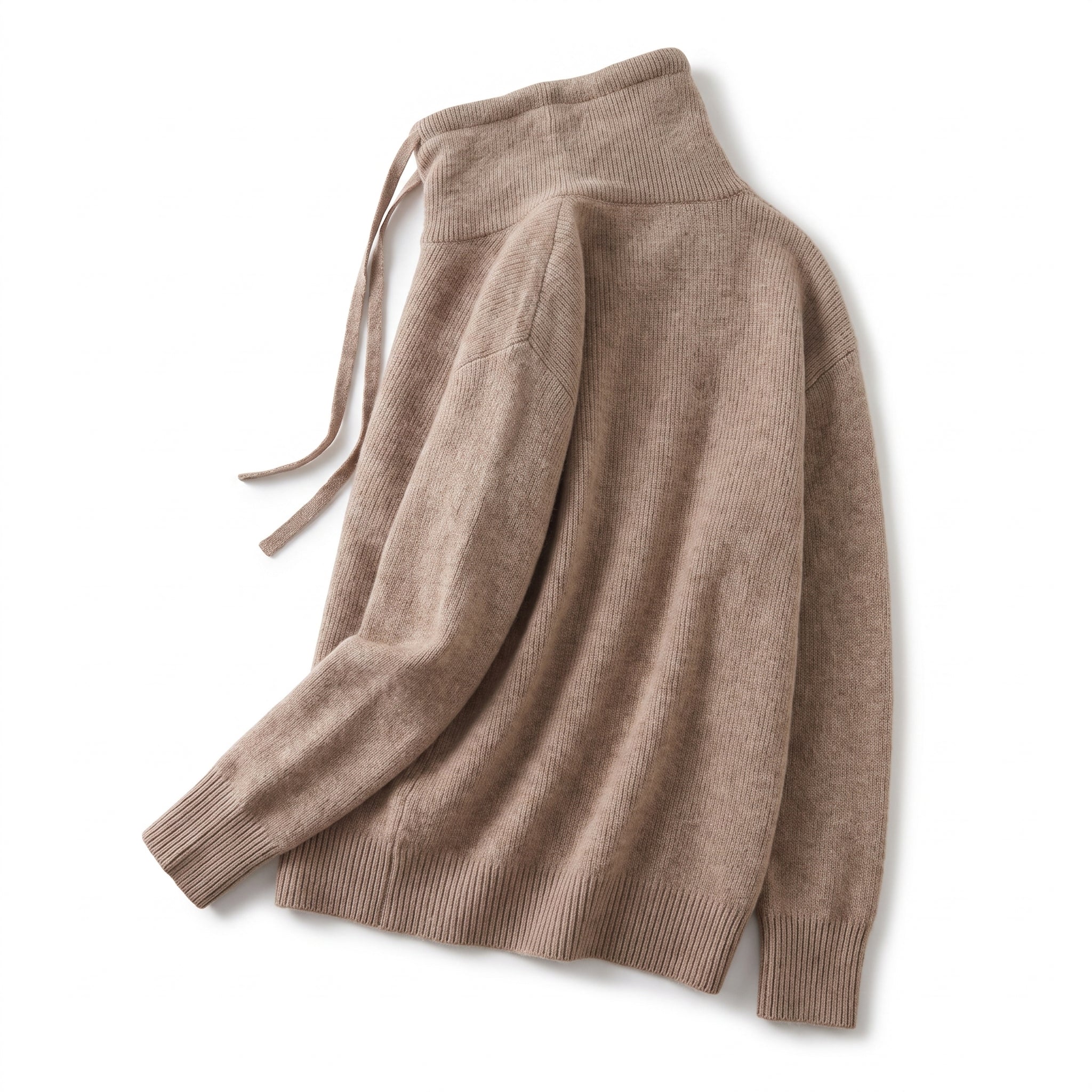Women's Slouchy Sweater with Relaxed Knit Pullover and Drawstring Neckline - angle