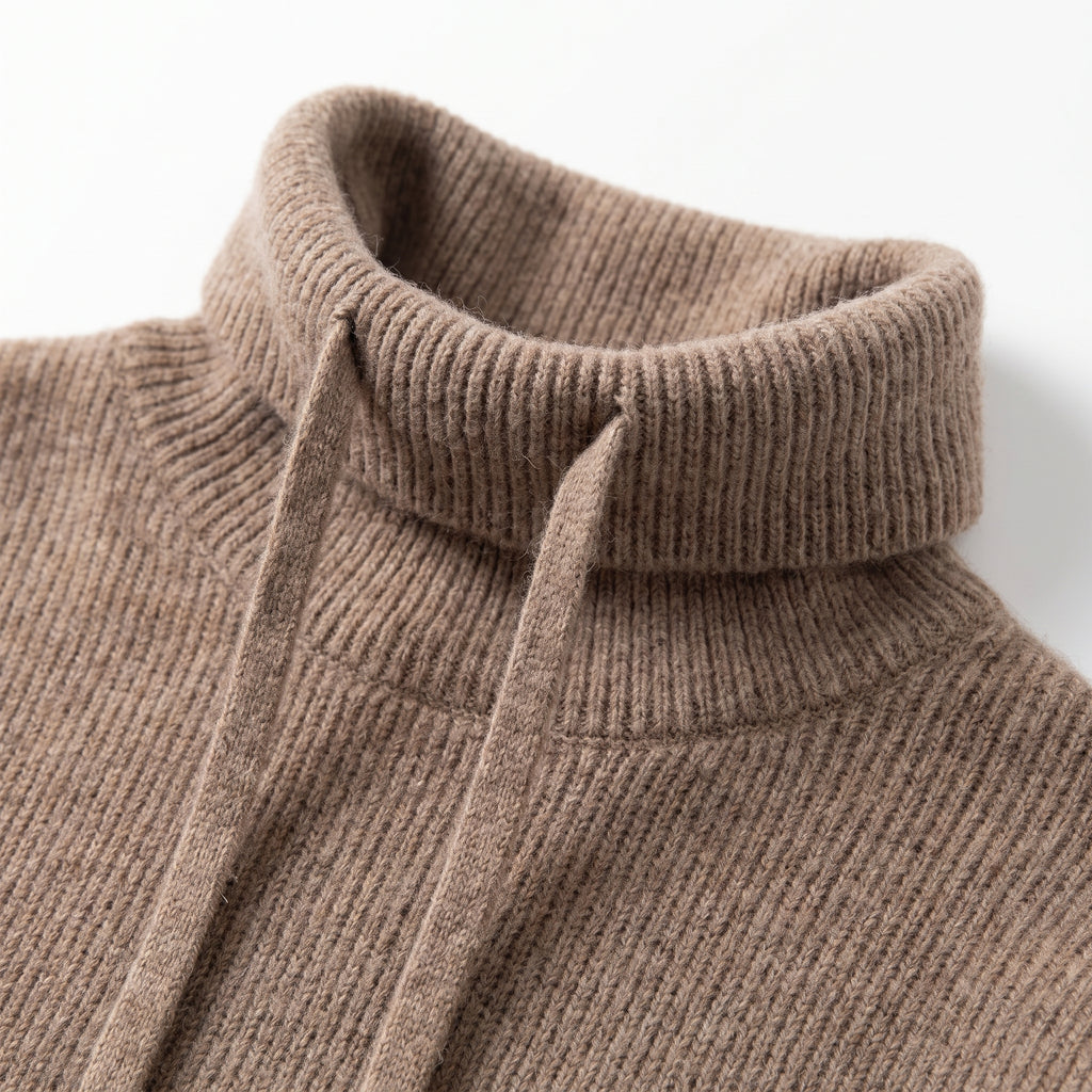 Women's Slouchy Sweater with Relaxed Knit Pullover and Drawstring Neckline - detail