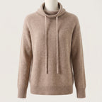 Women's Slouchy Sweater with Relaxed Knit Pullover and Drawstring Neckline - hero