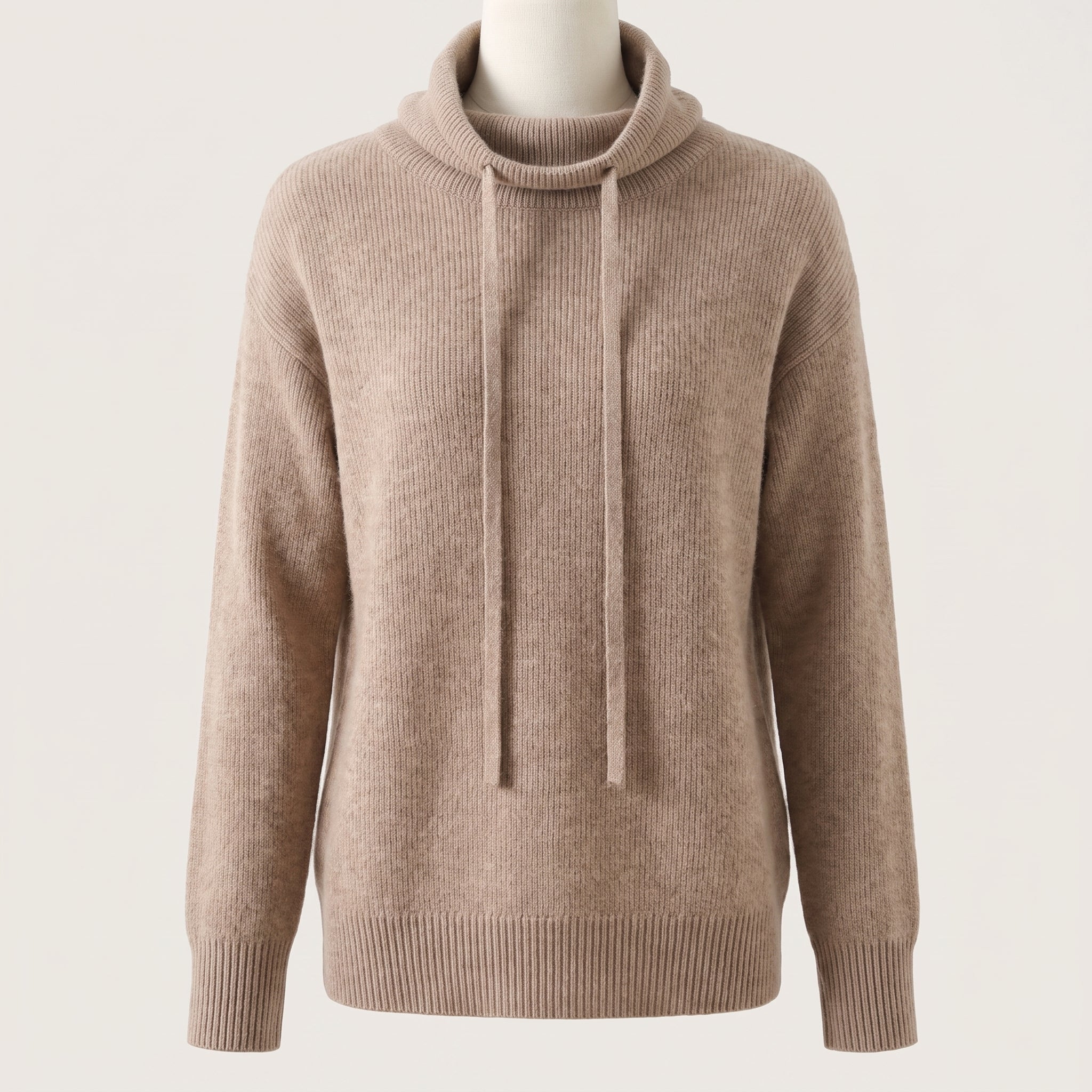 Women's Slouchy Sweater with Relaxed Knit Pullover and Drawstring Neckline - hero