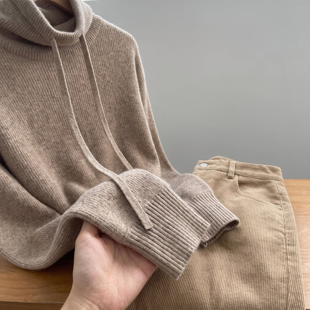 Women's Slouchy Sweater with Relaxed Knit Pullover and Drawstring Neckline - scale