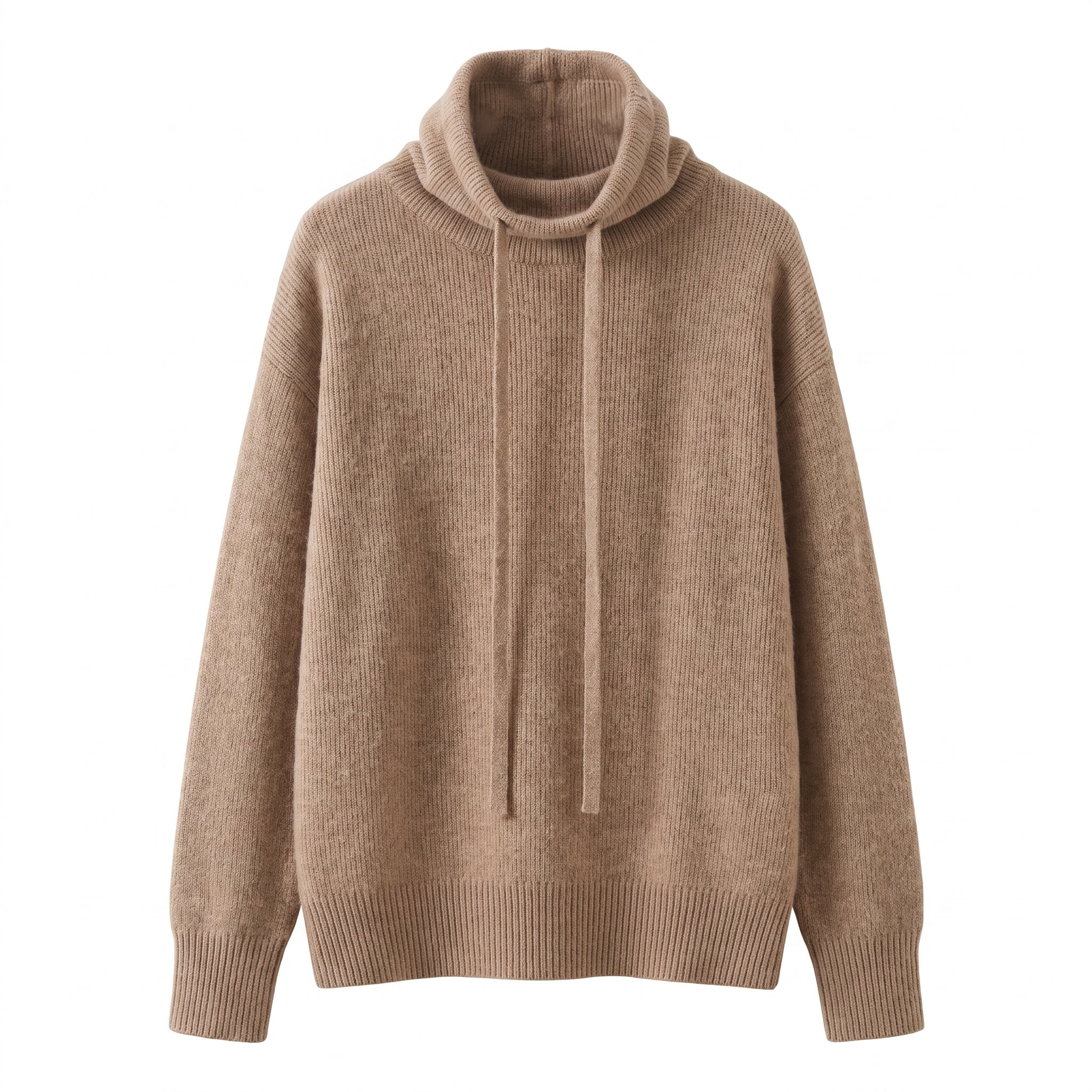 Women's Slouchy Sweater with Relaxed Knit Pullover and Drawstring Neckline - studio